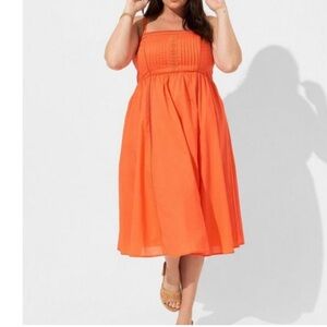 Midi Dress with Embroidered Bodice